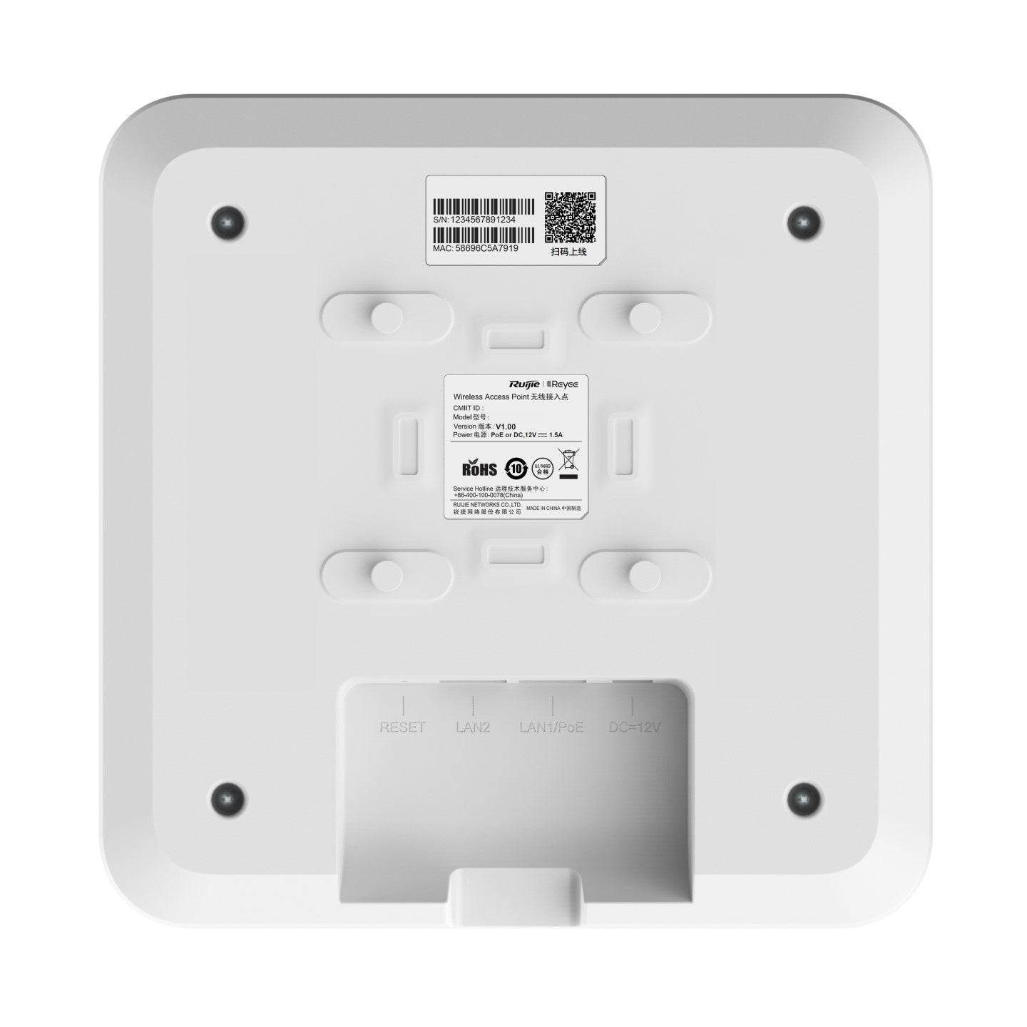 AP MONTADO TECHO WIFI 6 1775 MBPS RG-RAP2260(E) RUIJIE