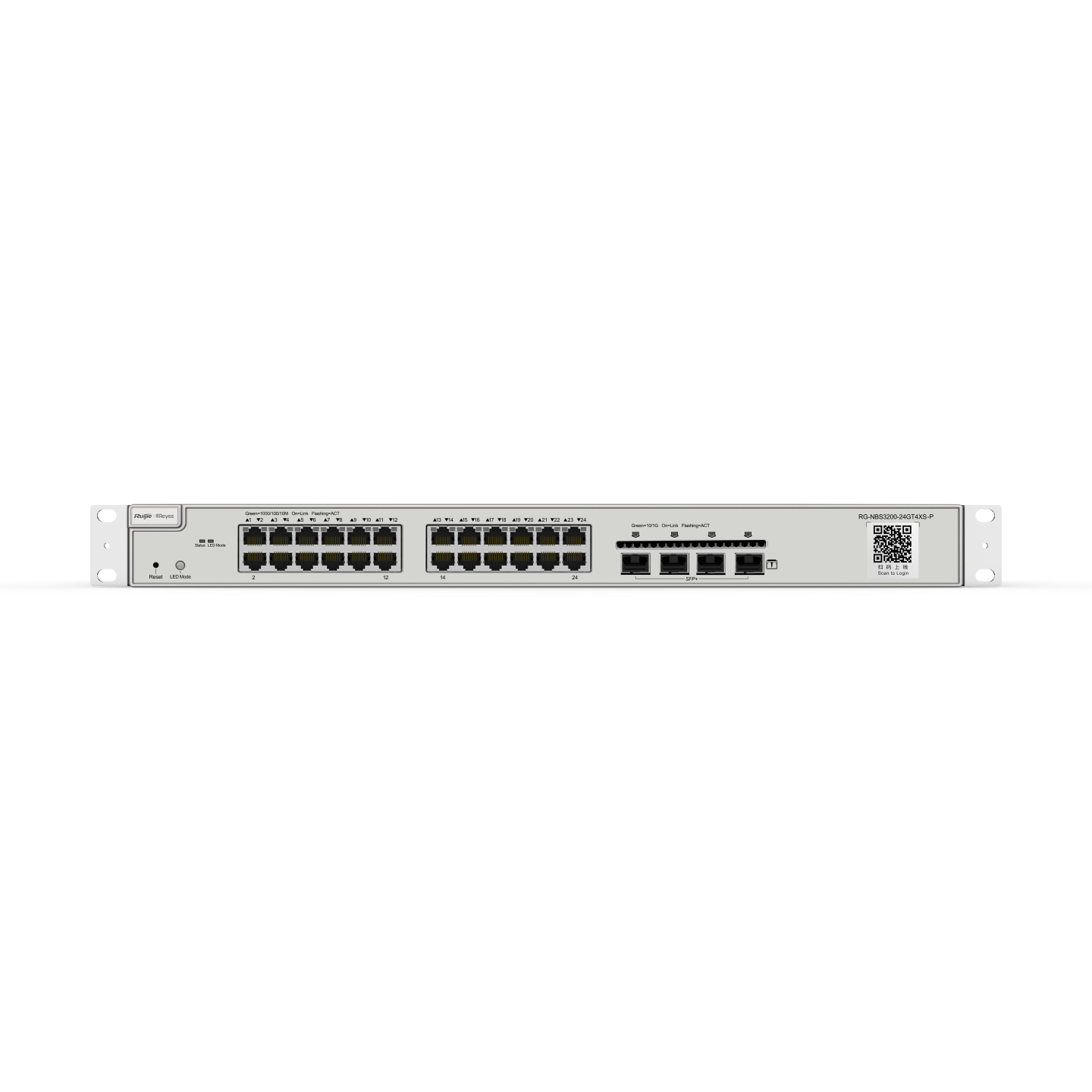 SWITCH GIGABIT CAPA 2 ADMINISTRABLE EN LA NUBE 24 PUERTOS POE+ 4 SFP+ RG-NBS3200-24GT4XS-P RUI