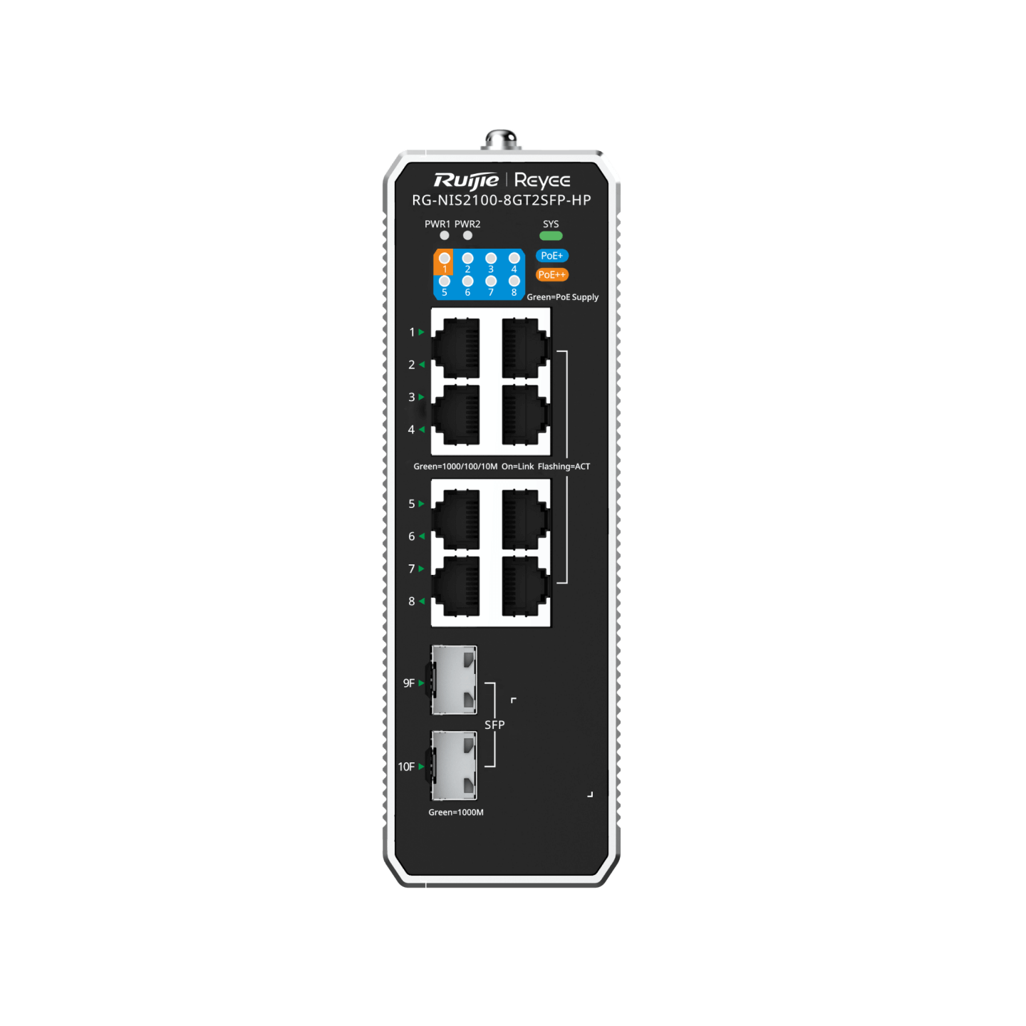 SWITCH INDUSTRIAL 8POE MAS 2 SFP CLOUD