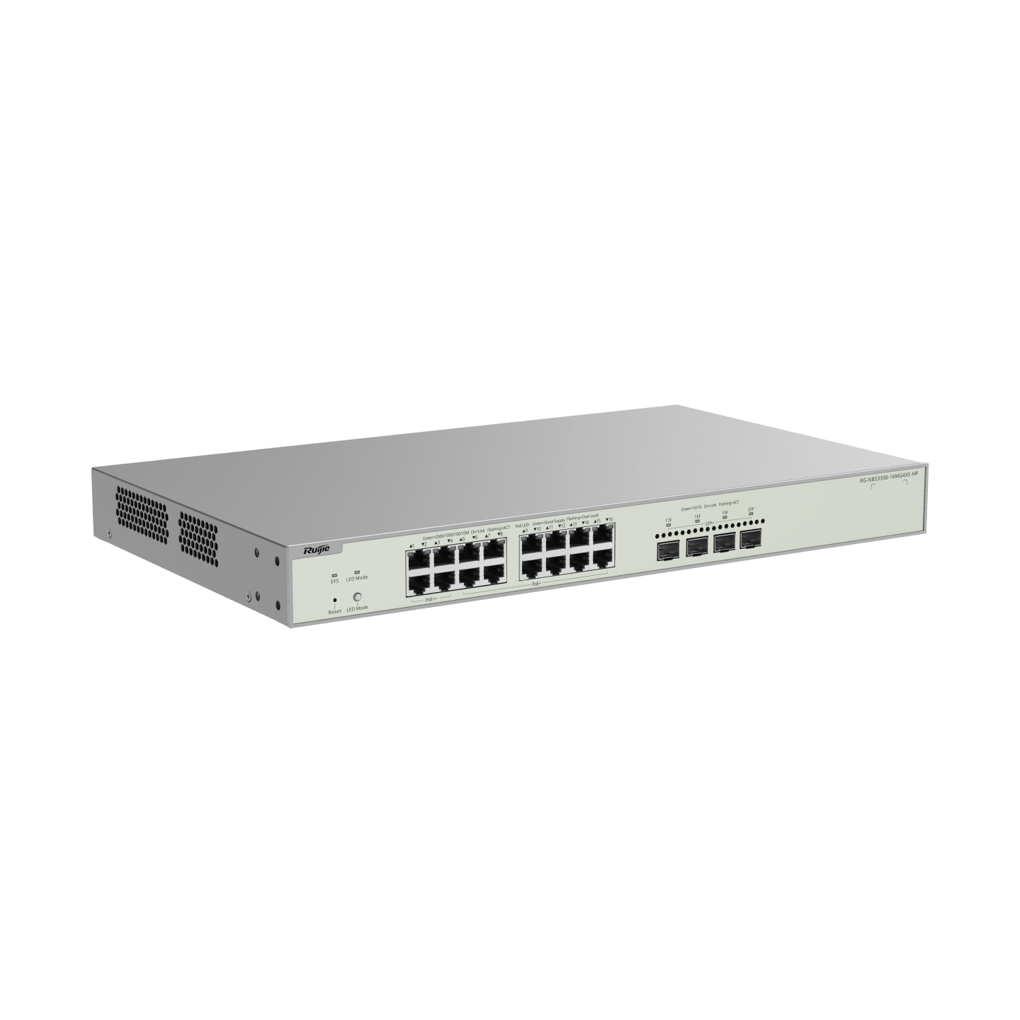 SWITCH GIGABIT CAPA 3 ADMINISTRABLE EN LA NUBE 16 PUERTOS POE++ 4 SFP+ RG-NBS3300-16MG4XS-HP R