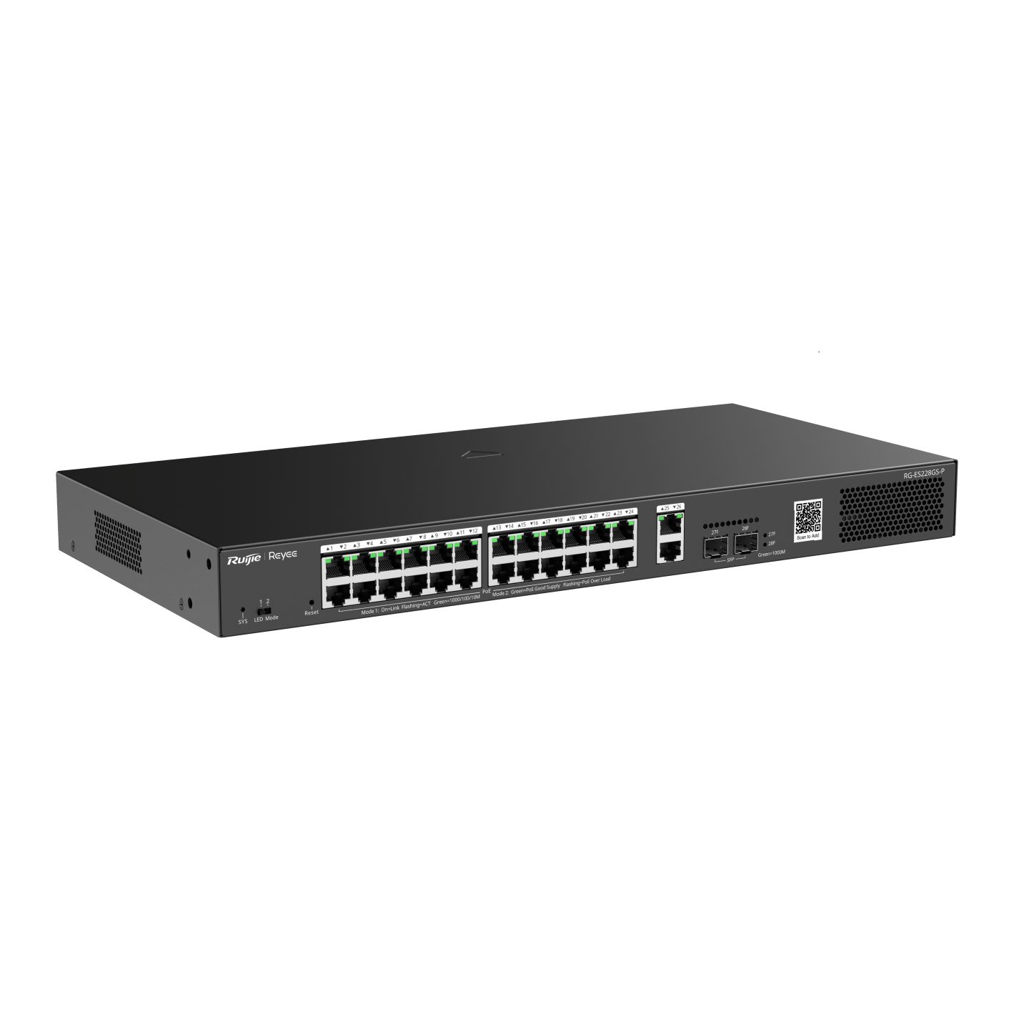 SWITCH GIGABIT NO ADMINISTRABLE 24 PUERTOS POE+ RG-ES228GS-P RUIJIE