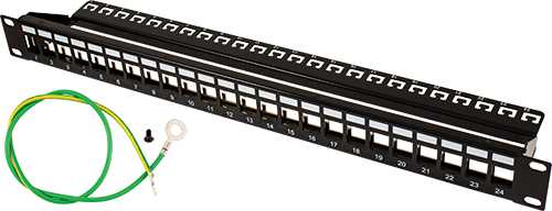 Placa Panel vacía de 24 Puertos 1U p/ Jacks Blindados