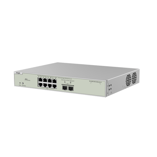 SWITCH GIGABIT CAPA 3 ADMINISTRABLE EN LA NUBE 8 PUERTOS POE+ 2 SFP+ RG-NBS3300-8MG2XS-P RUIJI