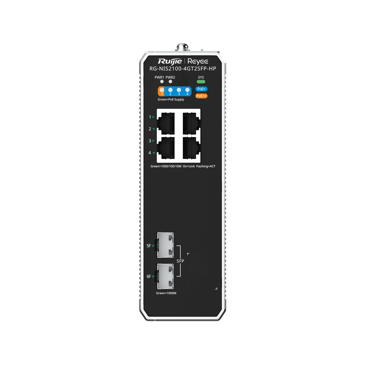 SWITCH INDUSTRIAL 4POE MAS 2 SFP RG-NIS2100-4GT2SFP-HP CLOUD RUIJI